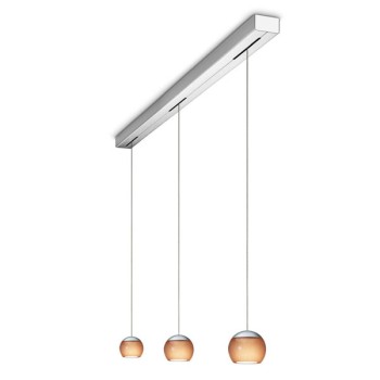 OLIGO LED Pendant luminaire BALINO, 3 light, chrom matt, bright tobacco shade
