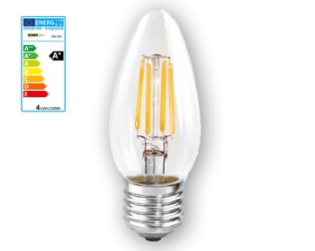 NOSER LED de forme flamme C35, E27, claire, 4W, 350lm, blanche chaude - 2700?K