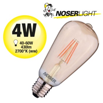 NOSERFilament LED ST64, goldgelüstert, E27, 4W, 430lm, warmweiss