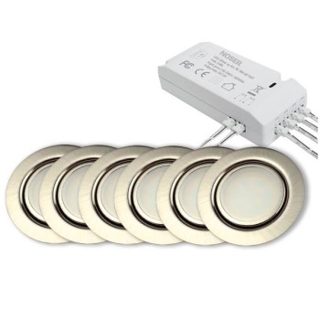 NOSER LED Unter- / Einbauleuchte, SET, nickel gebürstet, 6x3W, 1440lm, warmweisses Licht