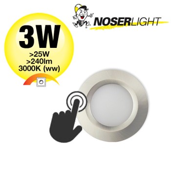 NOSER LED  Unter- / Einbauleuchte, nickel gebürstet, 3W, >2400lm, warmweisses Licht