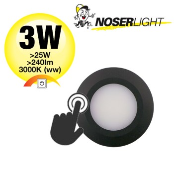 NOSER LED  Unter- / Einbauleuchte, schwarz, 3W, >240lm, warmweisses Licht