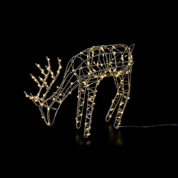 Reindeer Gavin, 180LED ww, 41x9.5x25cm, 3xAA - Timer 6/18, indoor, taupe, warm-white