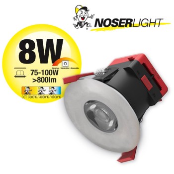 NOSER LED Einbauleuchte / Downlight stahl gebürstet, 8W, IP65, dimmbar