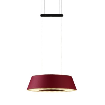 Pendant luminaire GLANCE, 1 light, matt red, 120-277V, 50-60Hz, 24V DC, 2 x LED-board, 2700K, 1600lm, 25W, CRI>90, canopy round chrome, incl. gesture control and switch