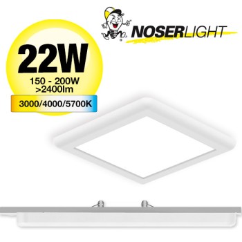 NOSER LED Plafonnier encastré/apparent CCT, carré, 22W, blanc