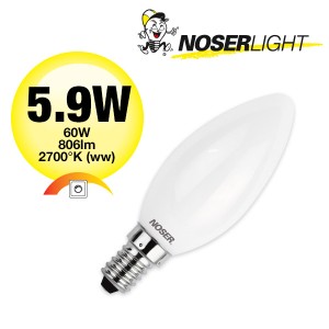 NOSER Filament LED Kerze, E14, matt, dimmbar