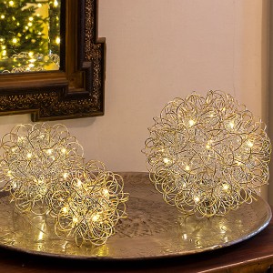 Champagne Ball Set, 45LED ww, D22.5/17.5/12cm, 3xAA - Timer 6/18, indoor, champagne, warm-white