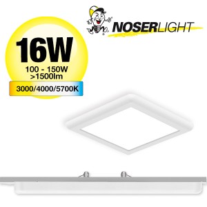 NOSER LED recessed and surface-mounted luminaire CCT, square, 16W, white