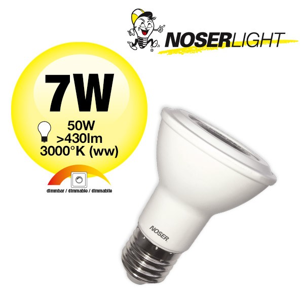 NOSER LED PAR20, 7W, 3000°K, IP54