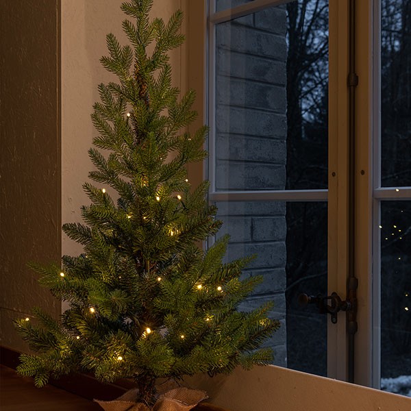 Nordic Tree , 80LED ww, D40xH105cm, green 3xAA - Timer 6/18, indoor&outdoor, green warm-white