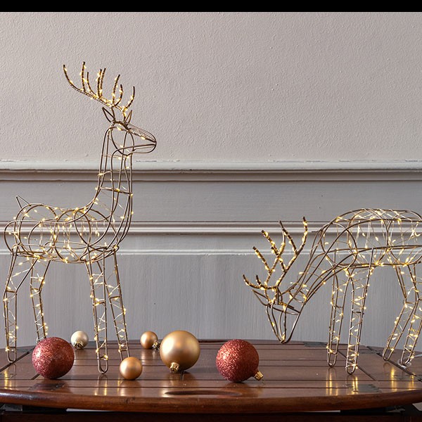 Reindeer Finley , 180LED ww, 32x9x47.5cm, 3xAA - Timer 6/18, indoor, taupe, warm-white