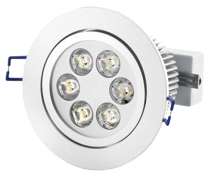 6x1W LED Spot a encastrer, en aluminium, 240V, >560lm, 30degr. ajustable, 30degr. radiant, IP20, blanc chaud
